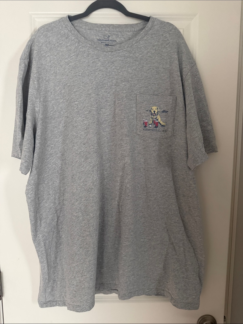 Vineyard Vines Gray Short-Sleeve Pocket Tee with Dog Graphic
